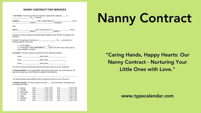 Free Printable Nanny Contract Agreement Templates [PDF, Word] Sample