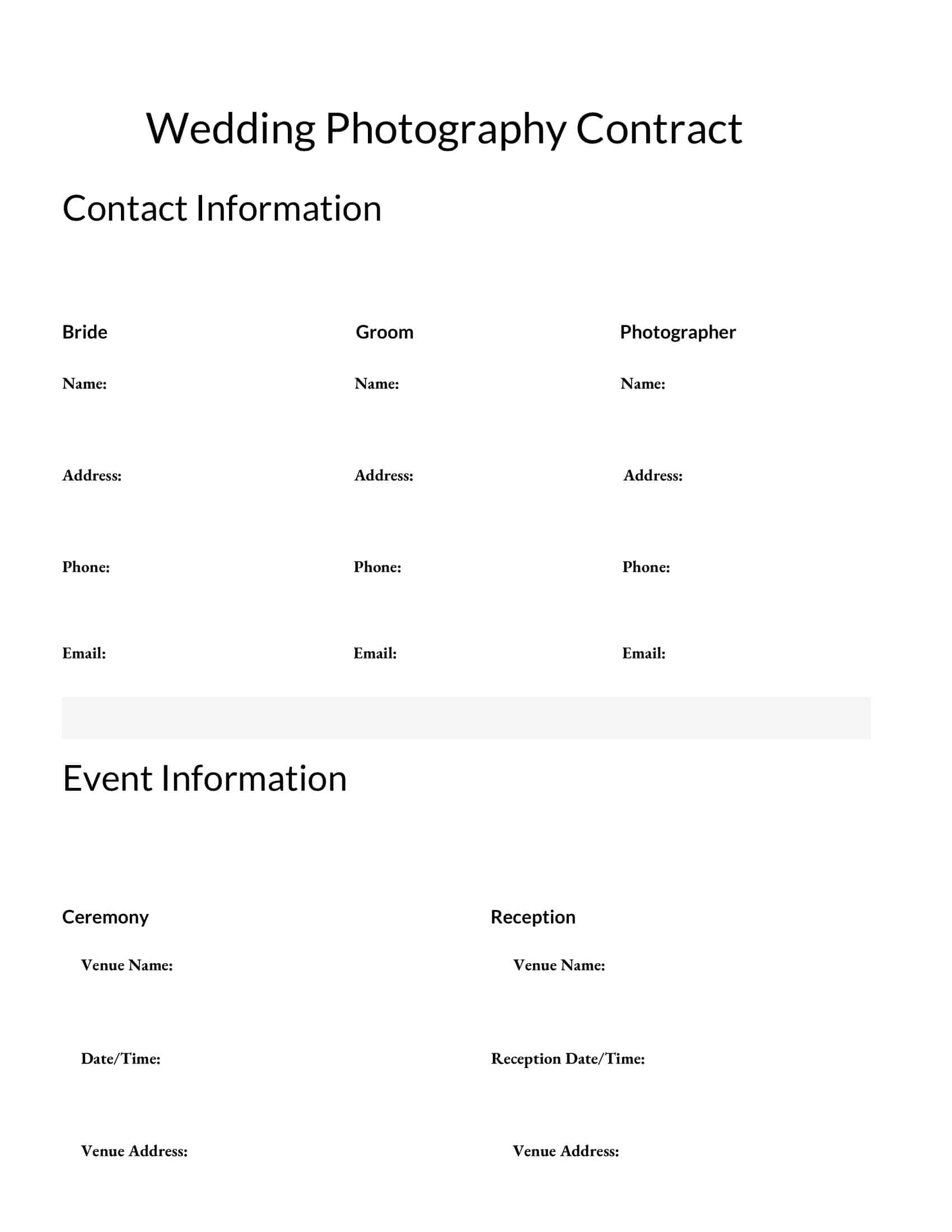 PDF Download Wedding Photography Contract PDF Download Wedding Photography Contract