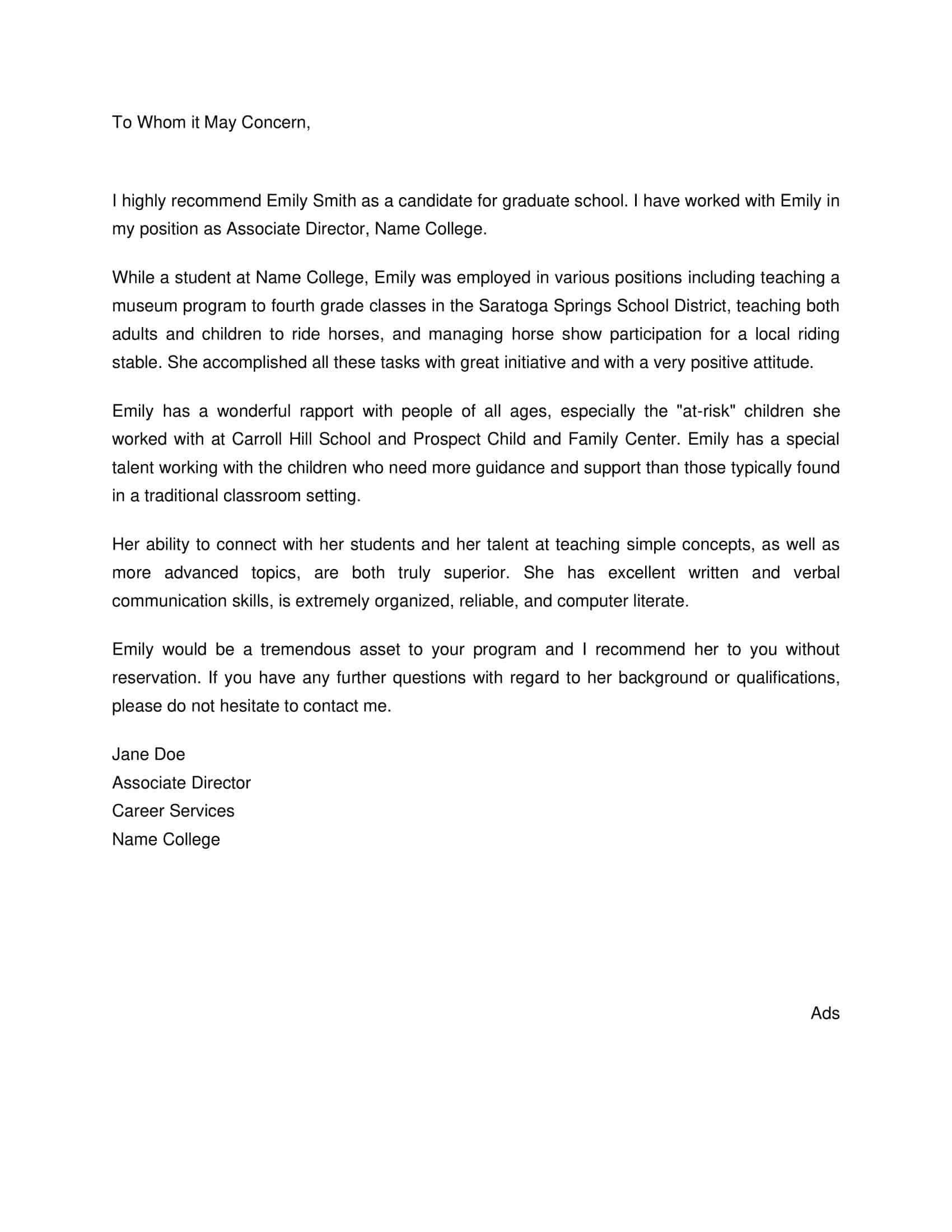 PDF Letter Of Recommendation For Graduate School PDF Letter Of Recommendation For Graduate School