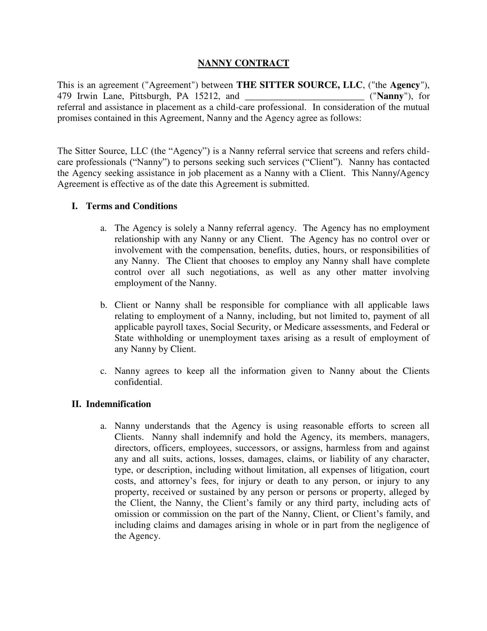 PDF Nanny Contract PDF Nanny Contract