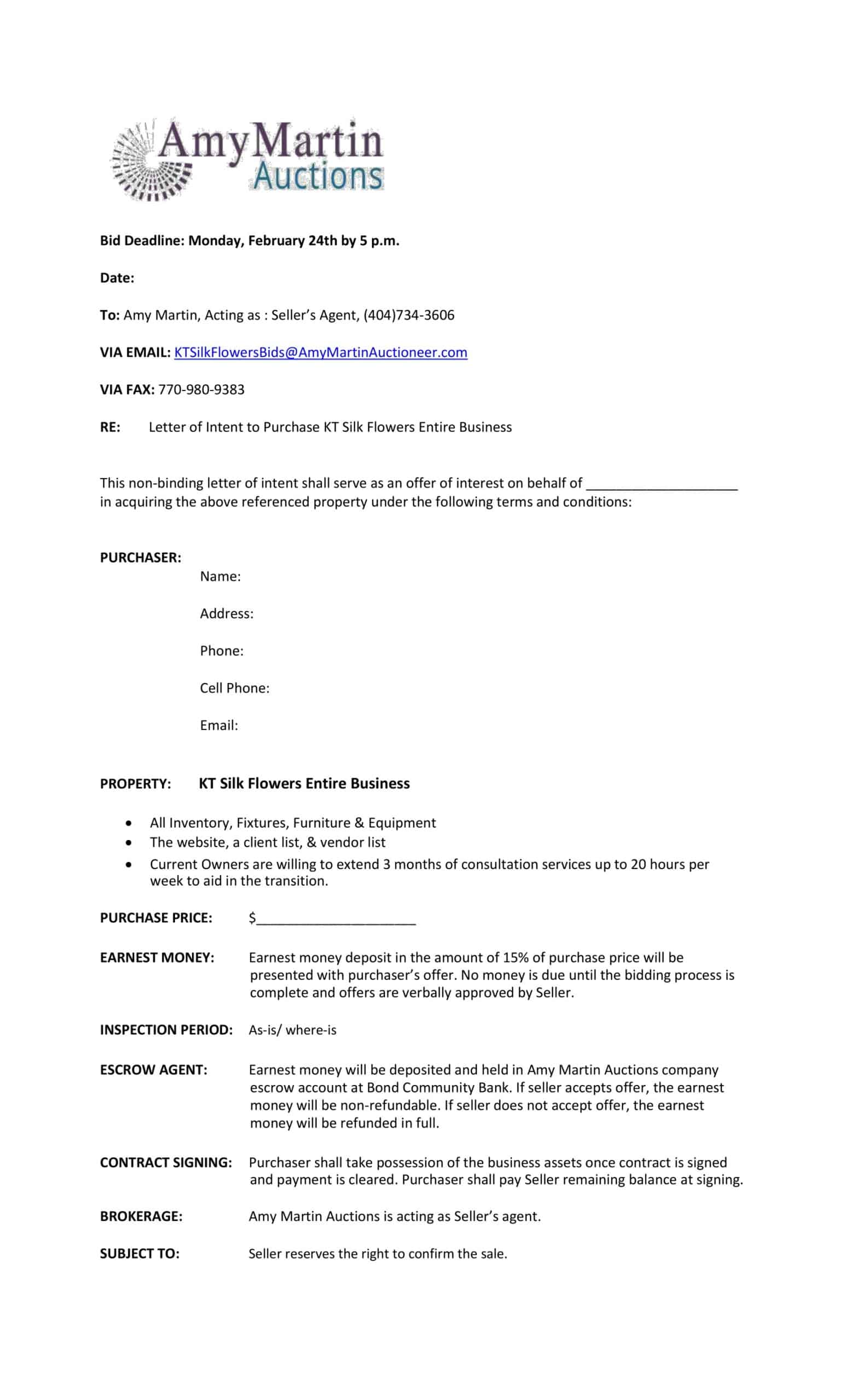 PDF Sample Letter of Intent to Purchase PDF Sample Letter of Intent to Purchase