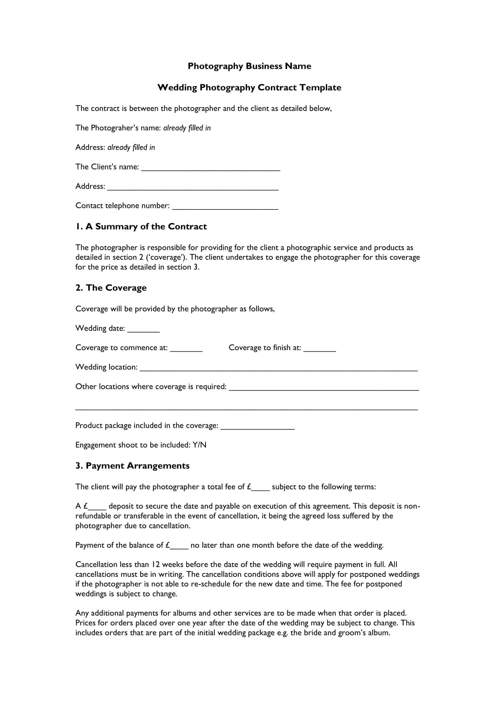 PDF Wedding Photography Contract PDF Wedding Photography Contract