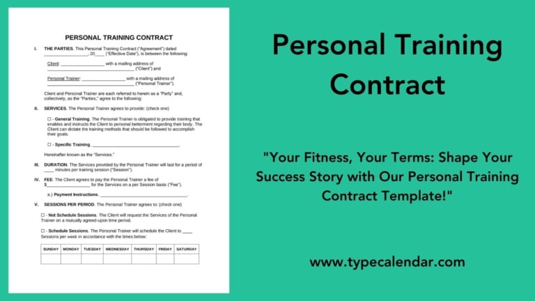 Free Printable Personal Training Contract Templates [PDF]