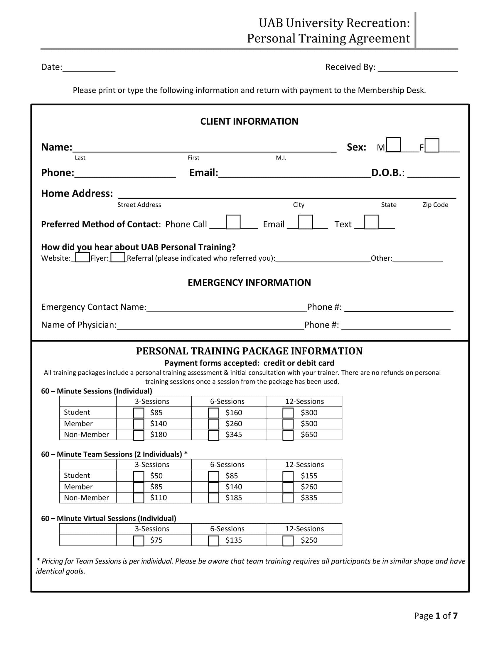 Personal Training Contract Example Download Personal Training Contract Example Download