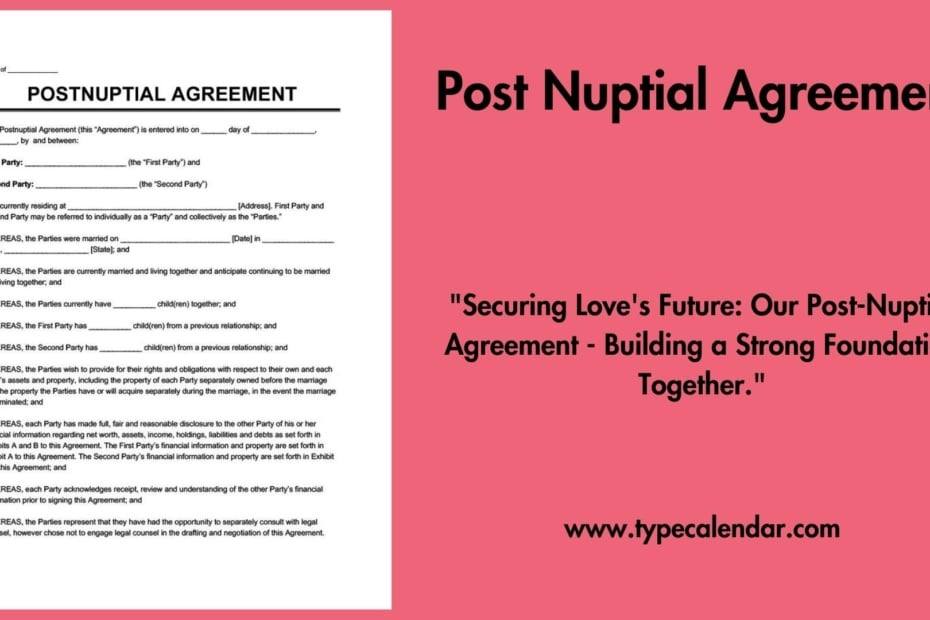 Post Nuptial Agreement