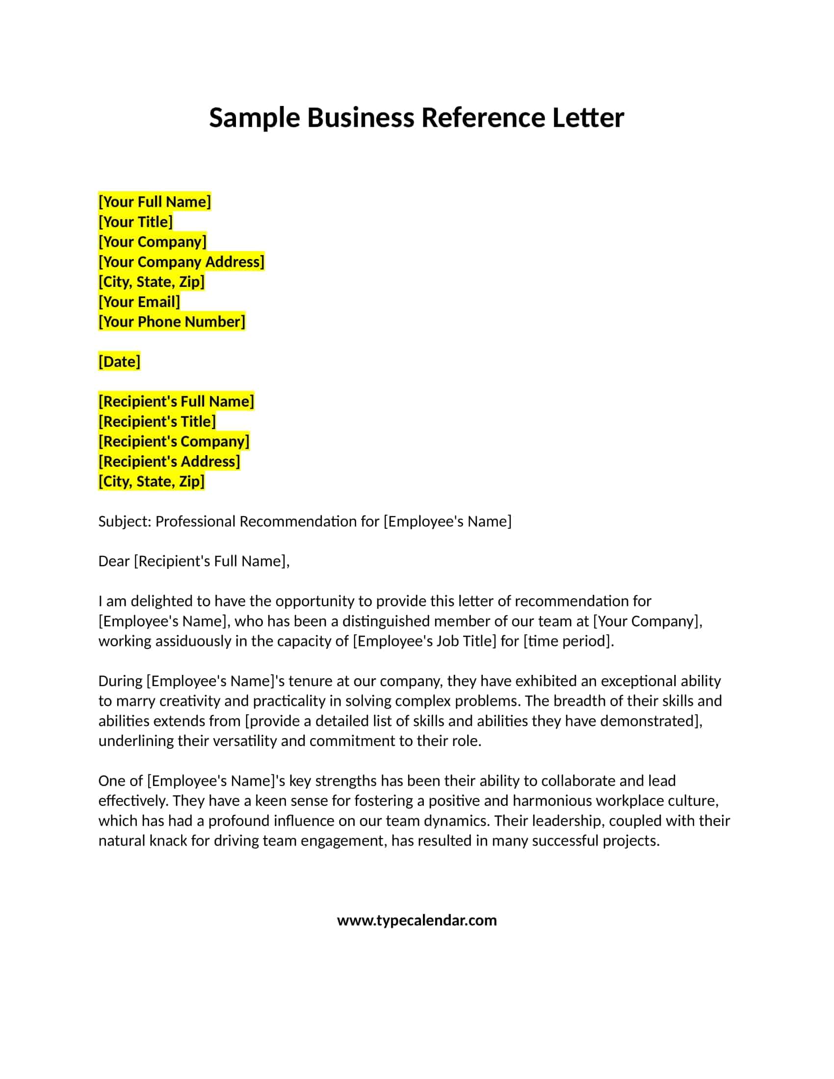 Company Recommendation Letter Company Recommendation Letter
