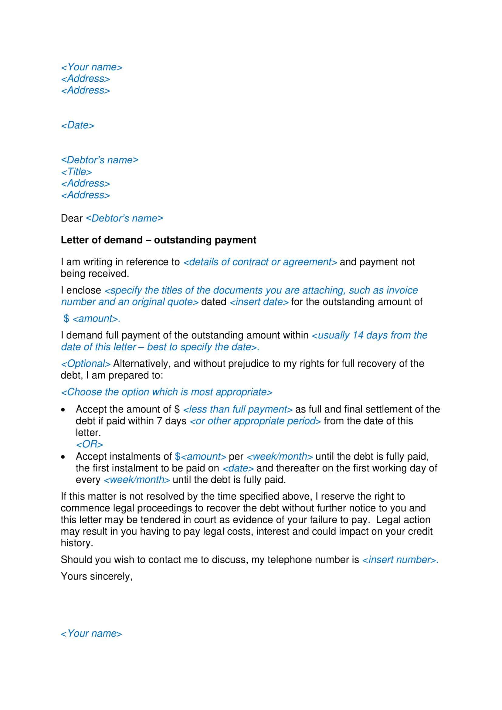 Printable Example Demand For Payment Letter Printable Example Demand For Payment Letter