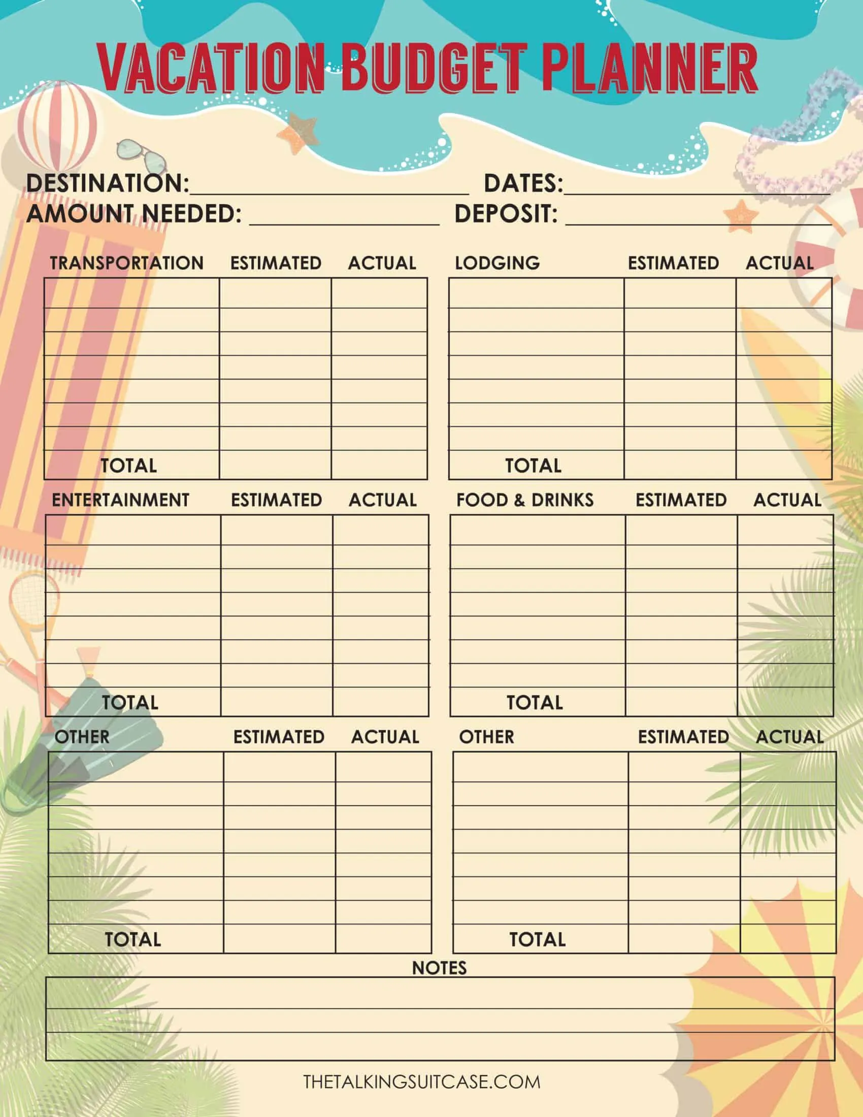 Printable Excel Travel Budget Printable Excel Travel Budget