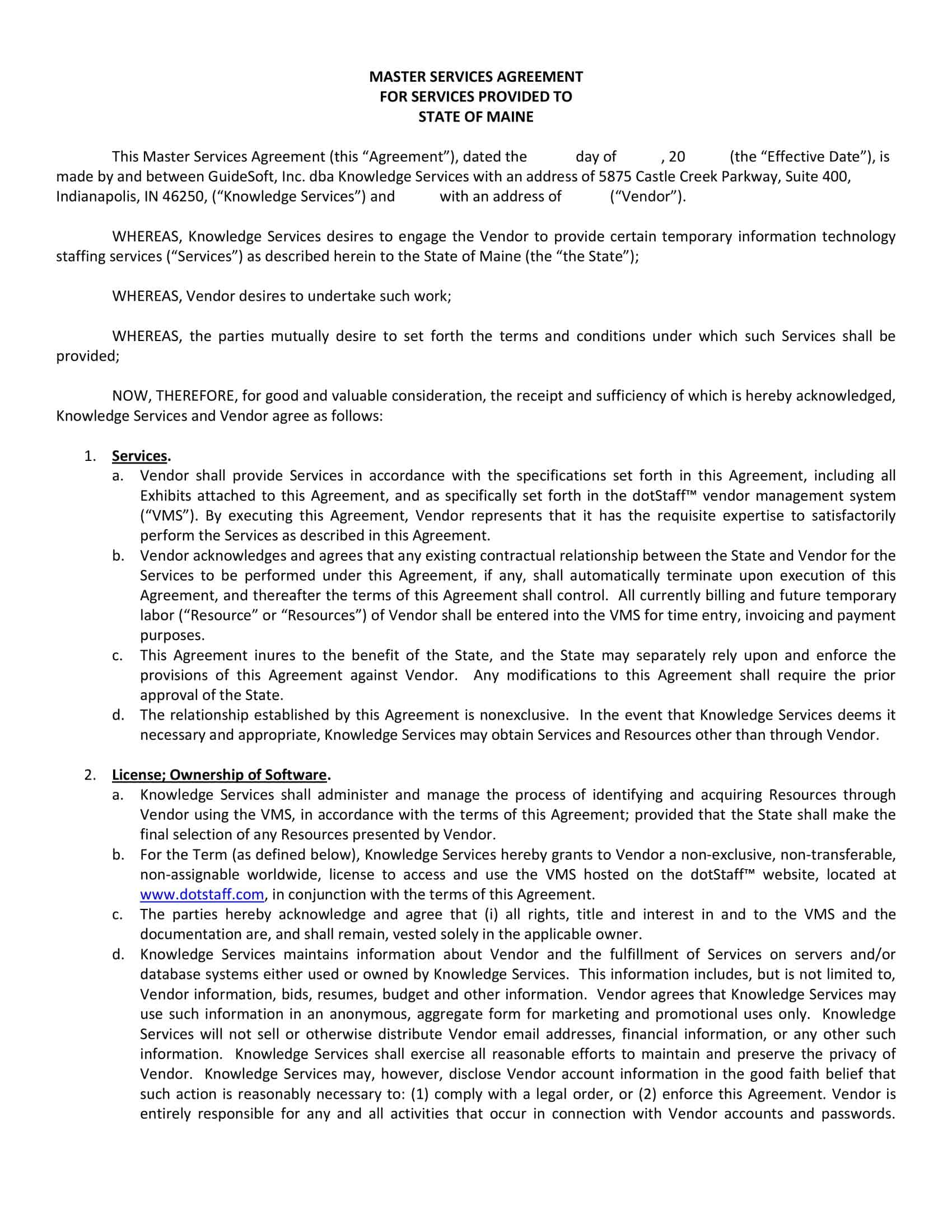 Printable Fillable Vendor Contract Printable Fillable Vendor Contract