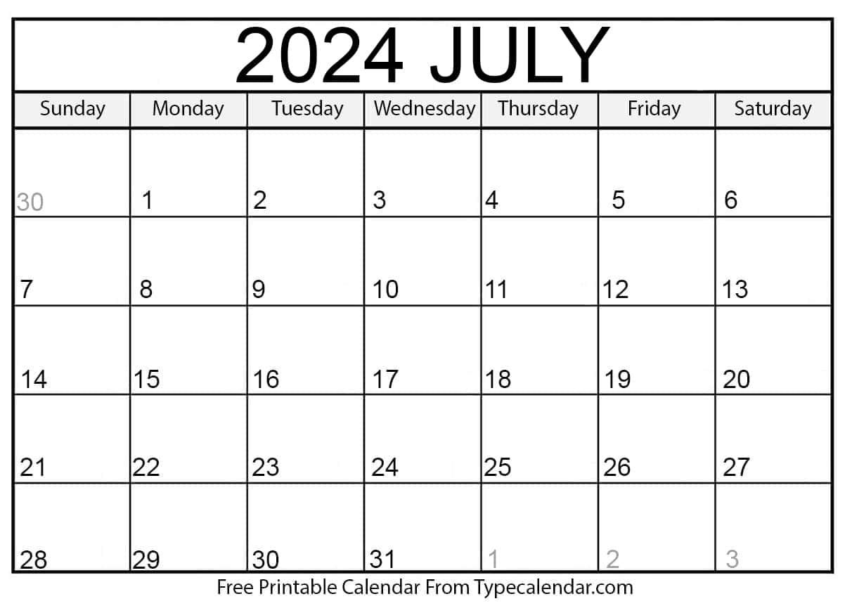 Free Printable July 2024 Calendars - Download