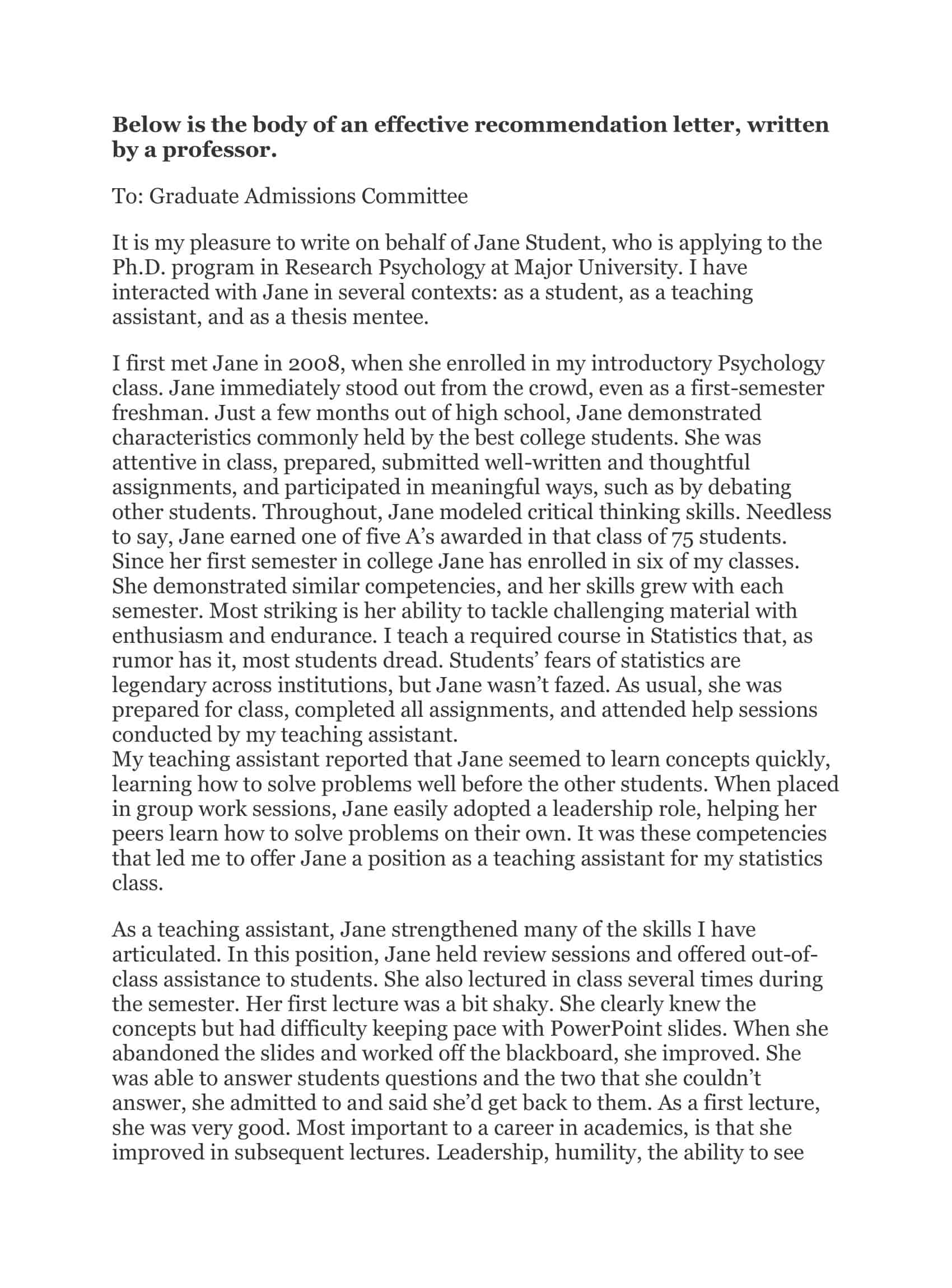 Printable Letter Of Recommendation For Graduate School Printable Letter Of Recommendation For Graduate School