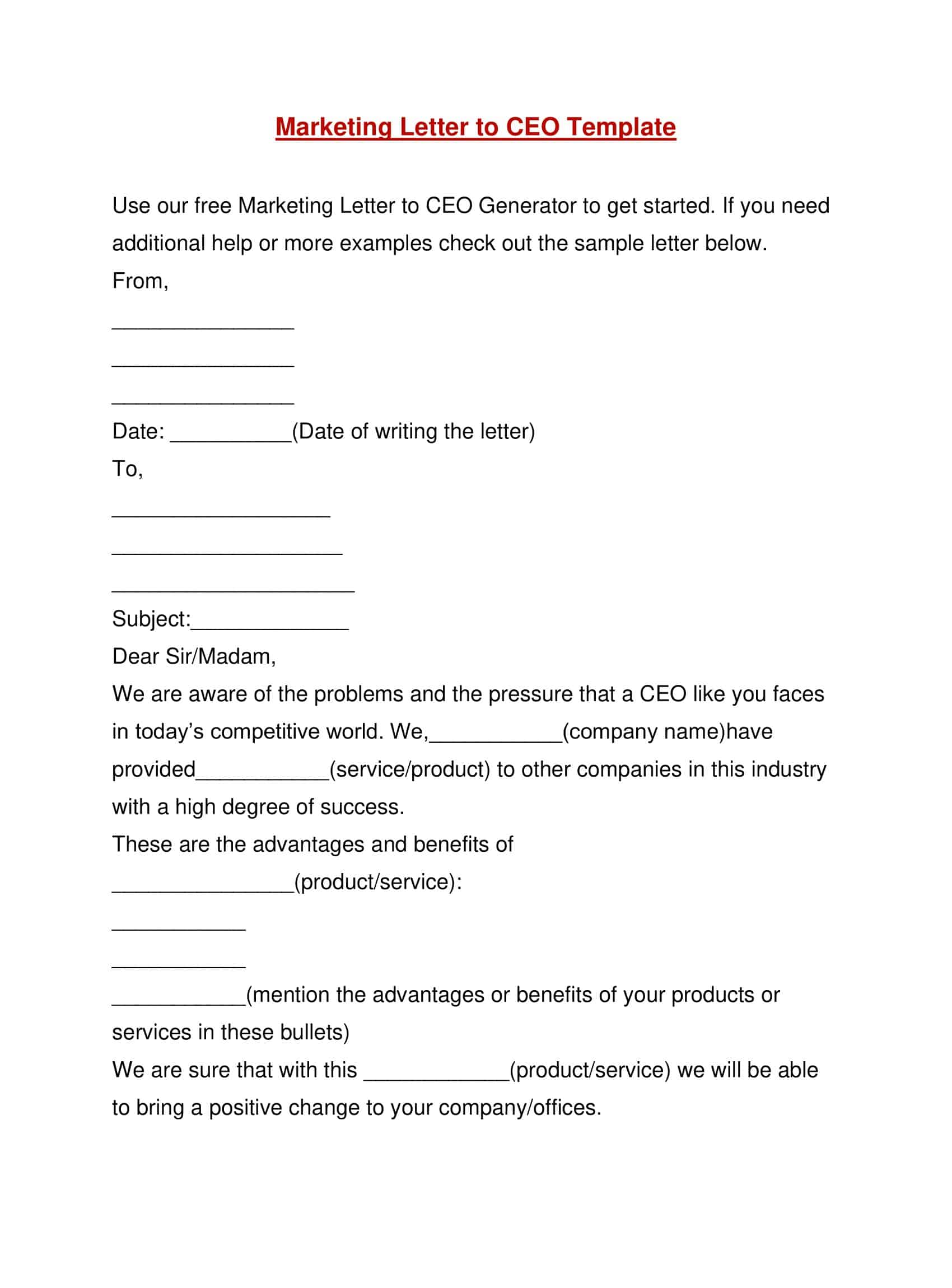 Printable Marketing Letter Template Printable Marketing Letter Template