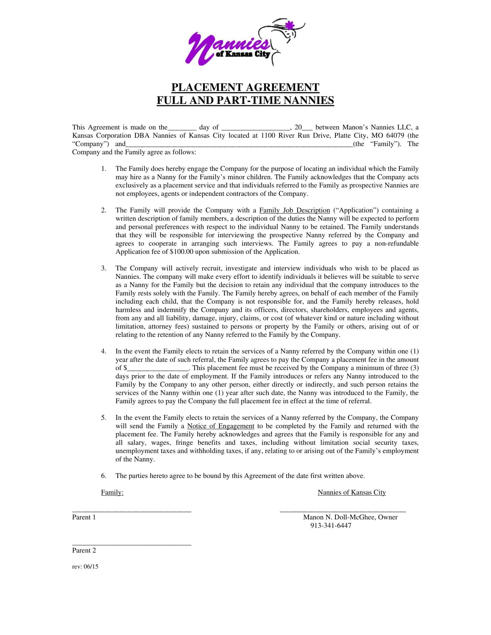 Printable PDF Nanny Contract Printable PDF Nanny Contract