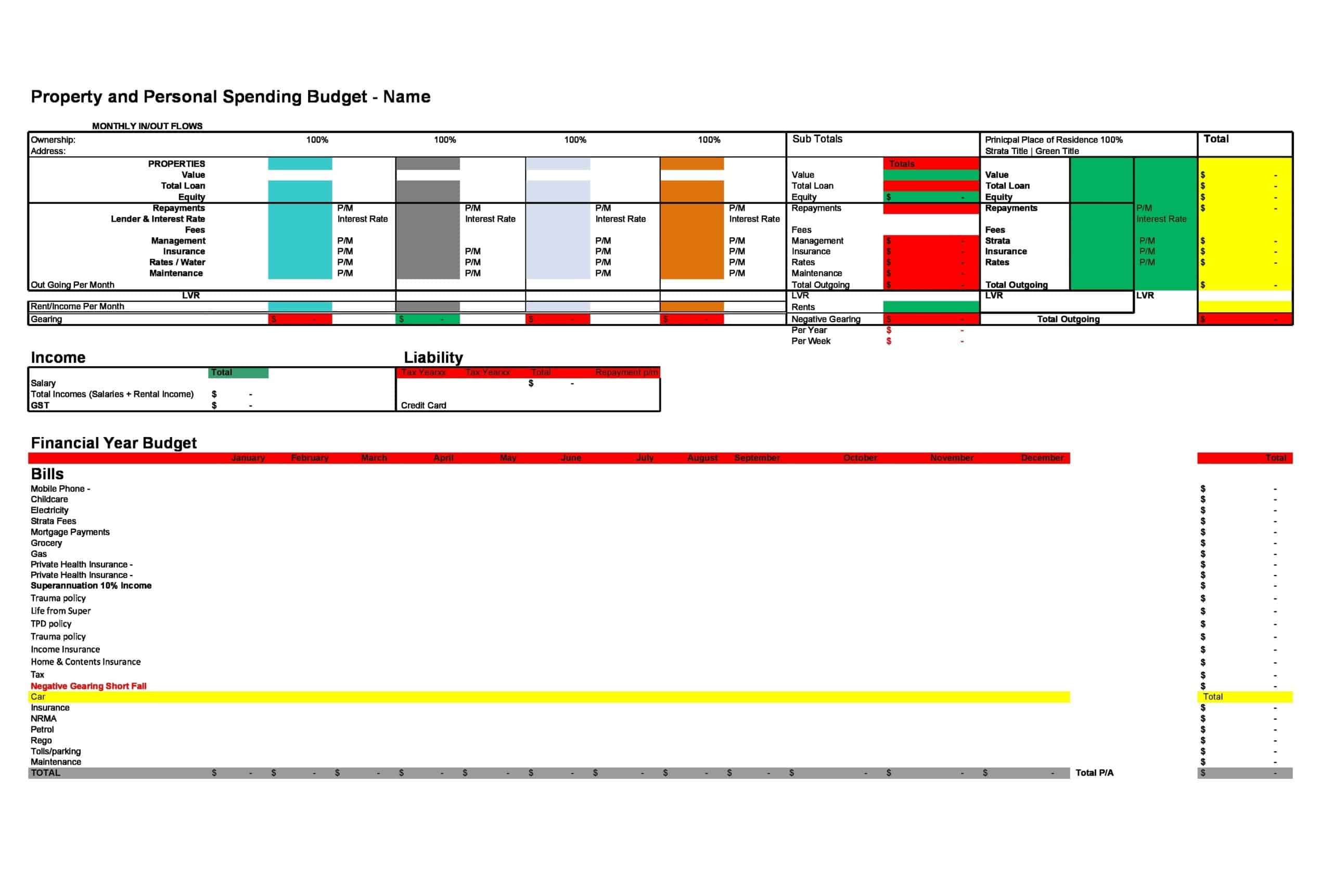 Printable Personal Budget Spreadsheet Printable Personal Budget Spreadsheet