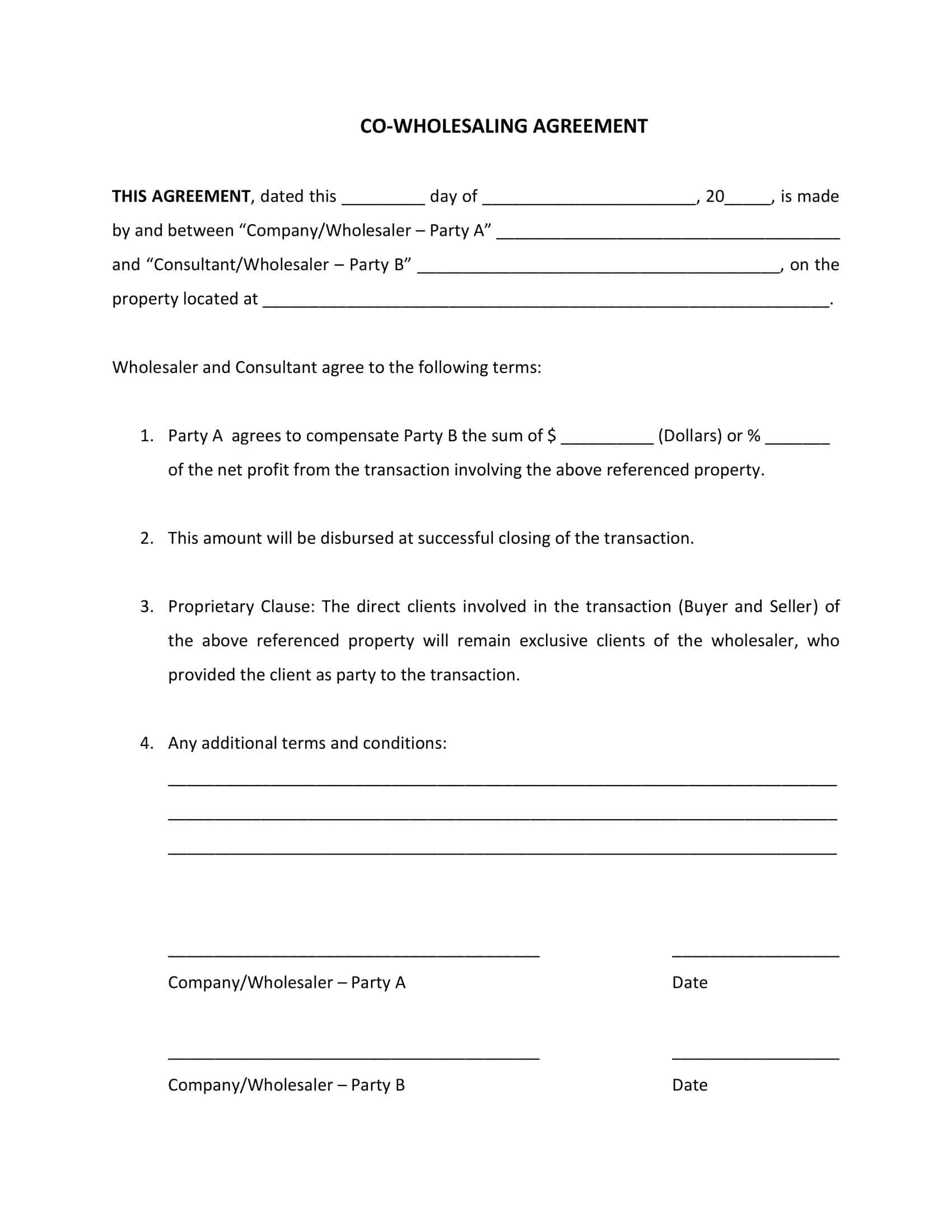 Printable Wholesale Real Estate Contract Printable Wholesale Real Estate Contract
