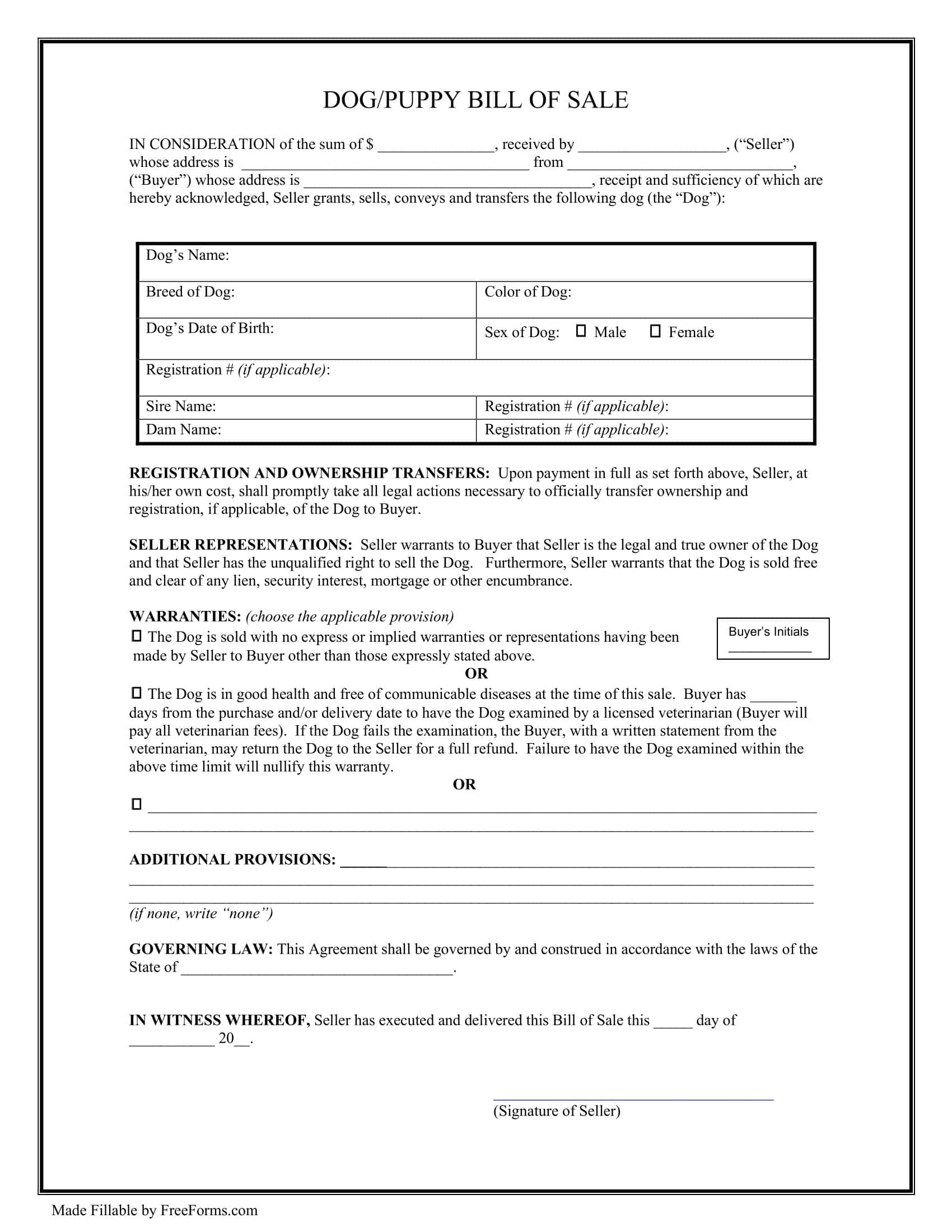 Puppy Bill of Sale Word Puppy Bill of Sale Word