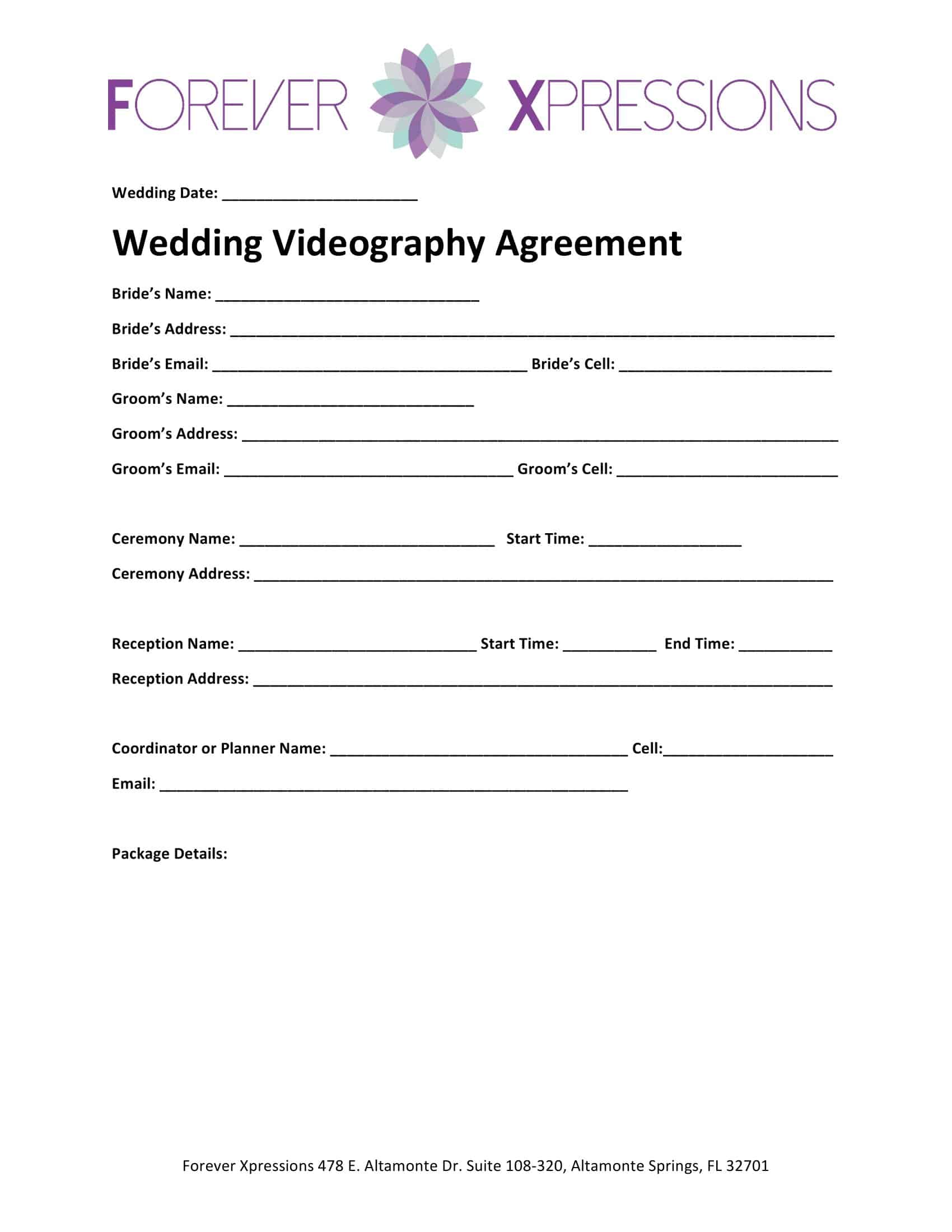 Free Printable Wedding Videography Contract Templates [PDF, Word]