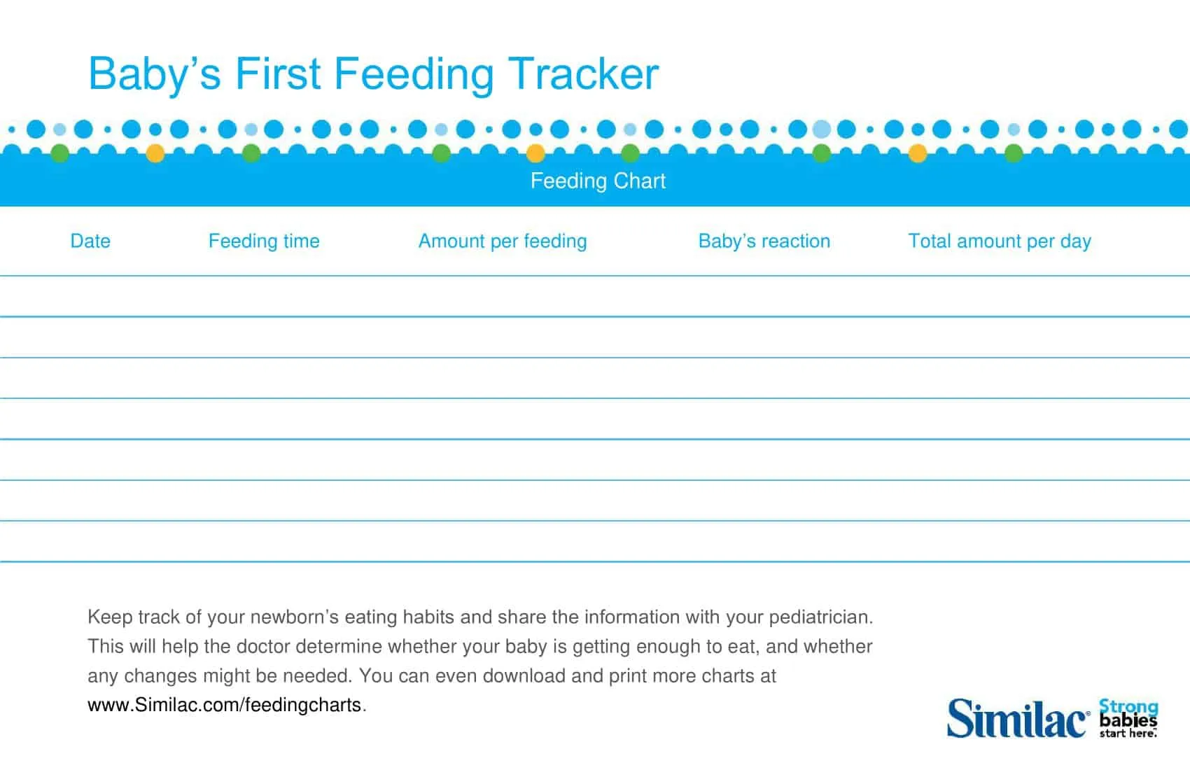 Sample Downloadable Baby Feeding Chart Sample Downloadable Baby Feeding Chart