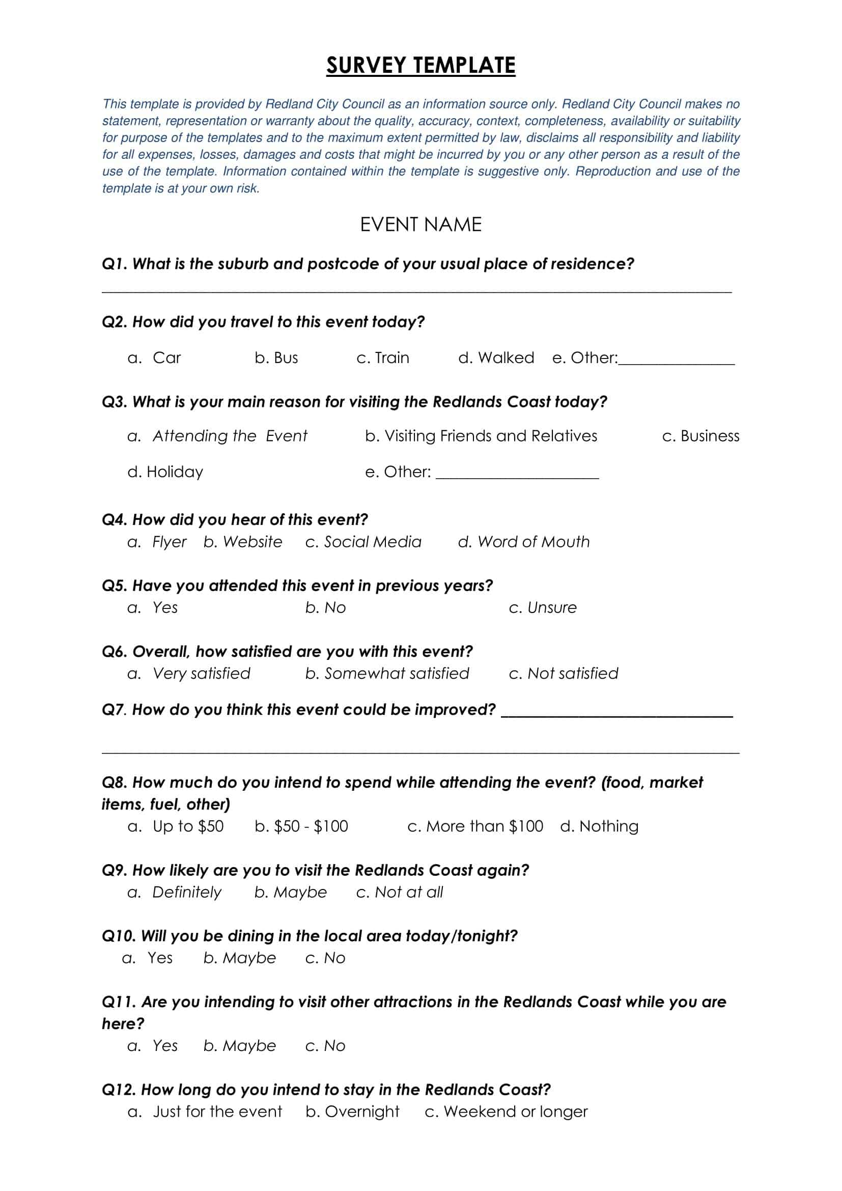 Sample Fillable Survey Sample Fillable Survey