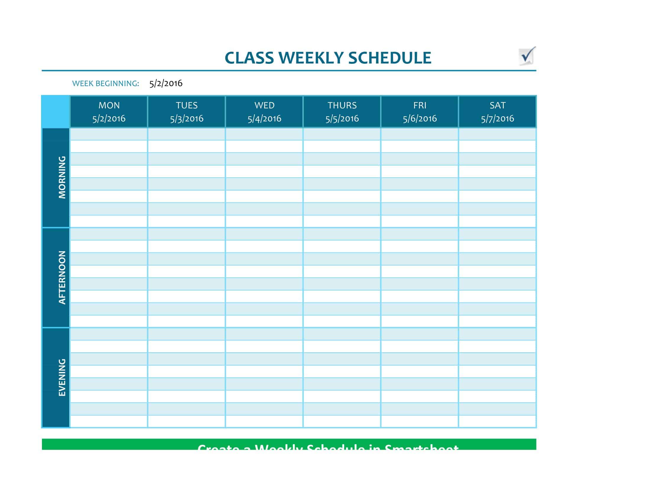Free Printable Class Schedule Templates [Excel, Word, PDF] College & University
