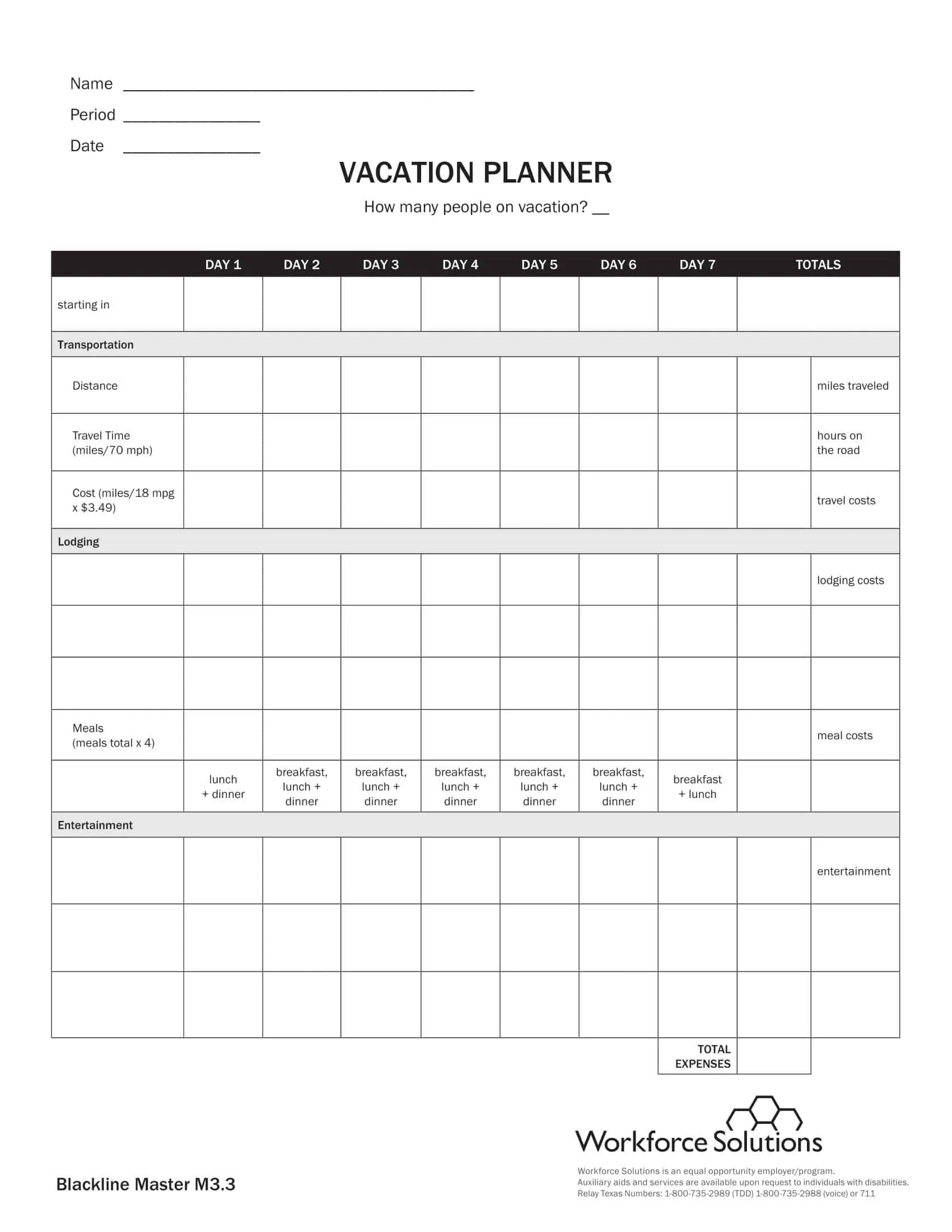 Sample Printable Travel Budget Sample Printable Travel Budget