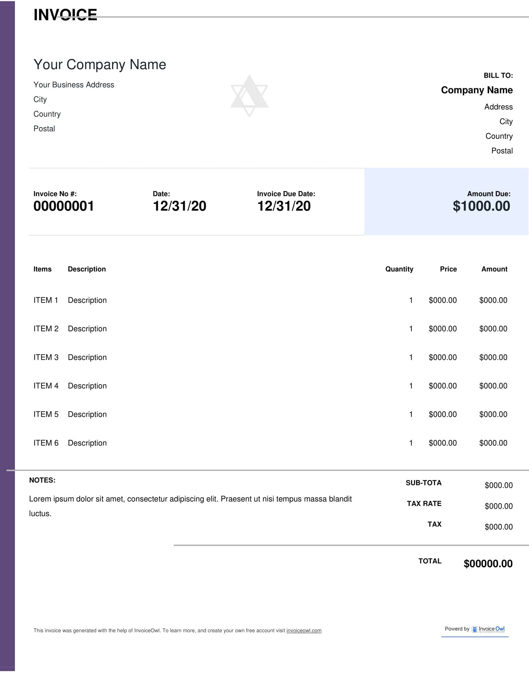 Self-Employed Invoice Word Blank Self-Employed Invoice Word Blank