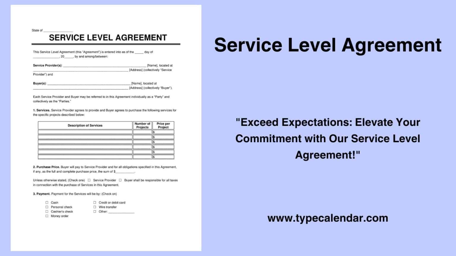 Free Printable Service Level Agreement Templates PDF Word 