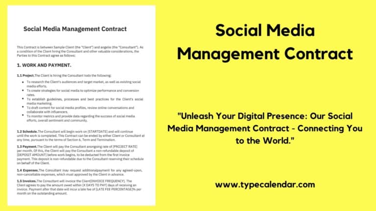 Free Printable Social Media Management Contract Templates [Word]