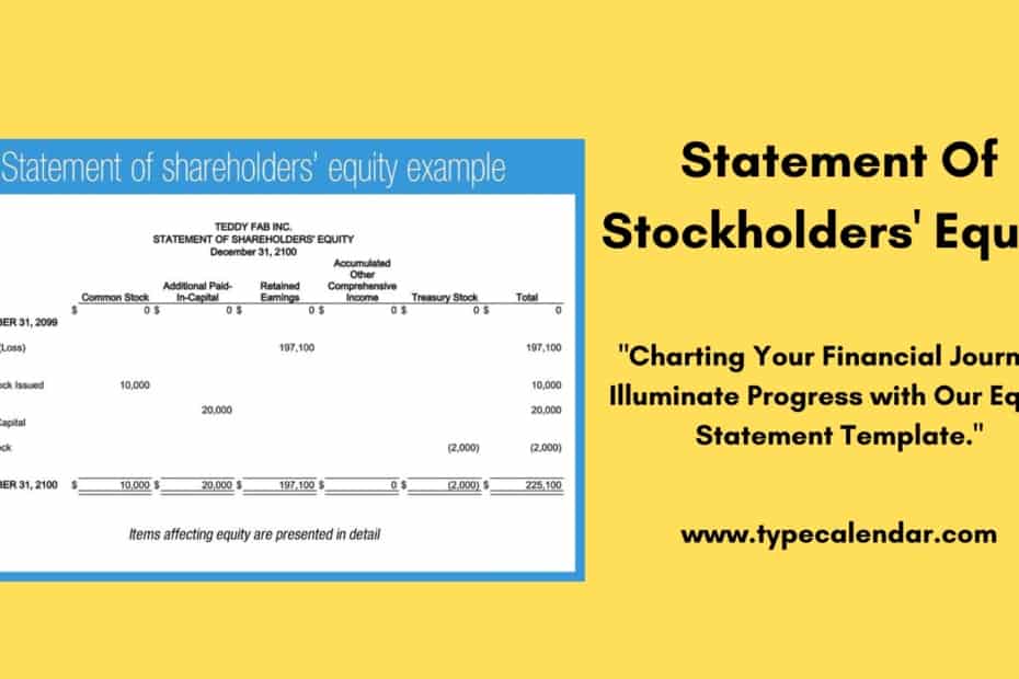 Statement Of Stockholders' Equity