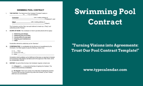 Free Printable Swimming Pool Contract Templates [PDF] Agreements