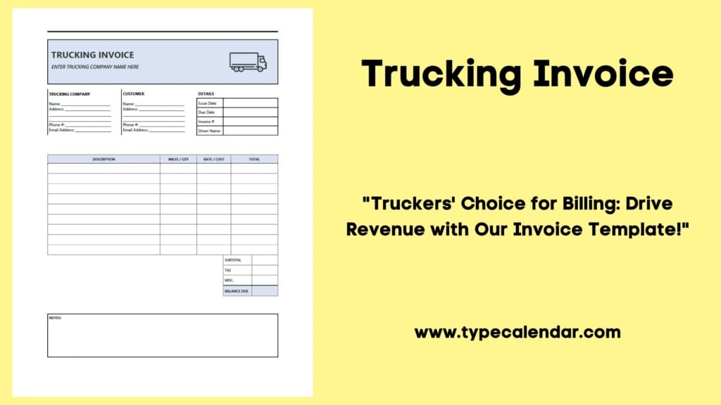 Free Printable Trucking Invoice Templates [Excel] Sample