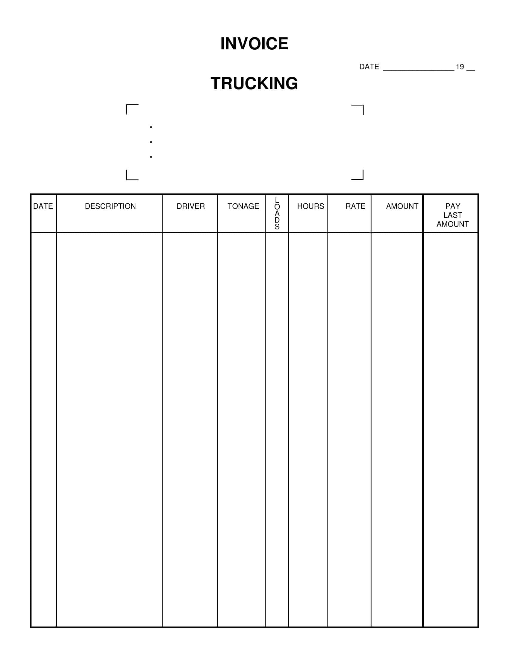 Free Printable Trucking Invoice Templates Excel Sample Free Printable Trucking Invoice Templates Excel Sample