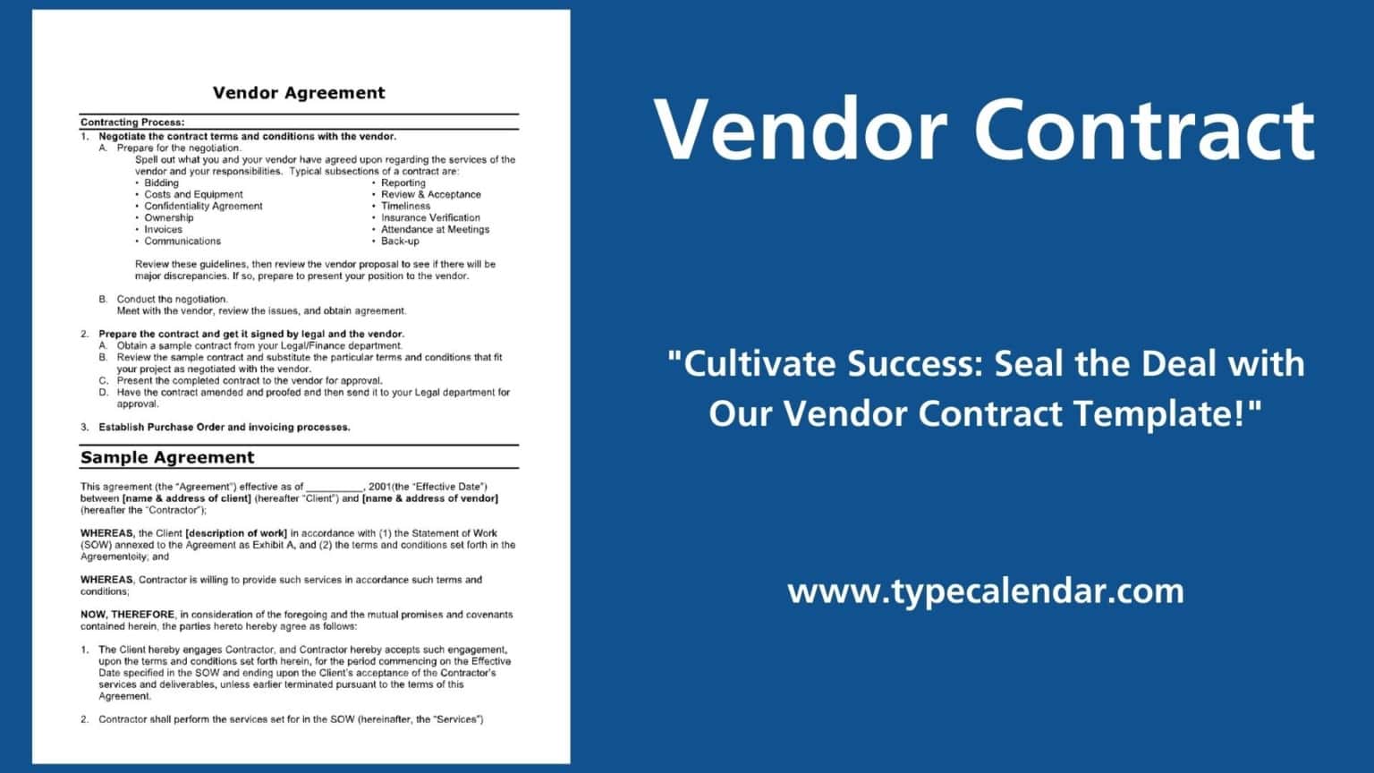 Free Printable Vendor Contract Templates [Word] Agreements