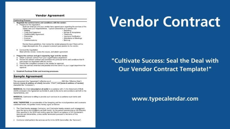 Free Printable Vendor Contract Templates [Word] Agreements