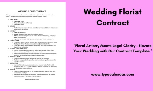 Free Printable Wedding Florist Contract Templates [Word, PDF]