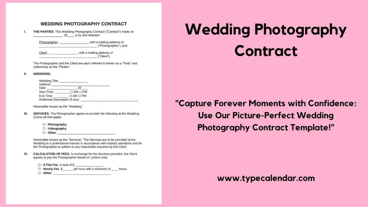 Free Customizable Wedding Photography Contract Templates PDF Word 