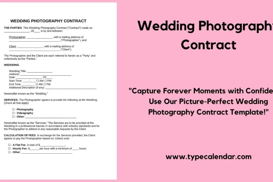 Wedding Photography Contract