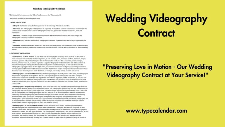 Free Printable Wedding Videography Contract Templates [PDF, Word]