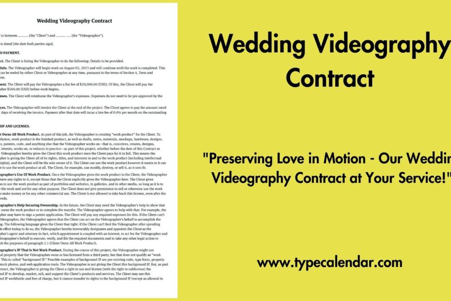 Wedding Videography Contract