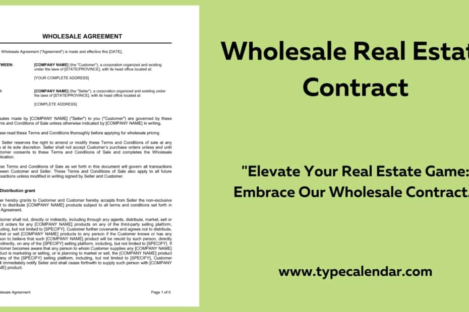 Wholesale Real Estate Contract