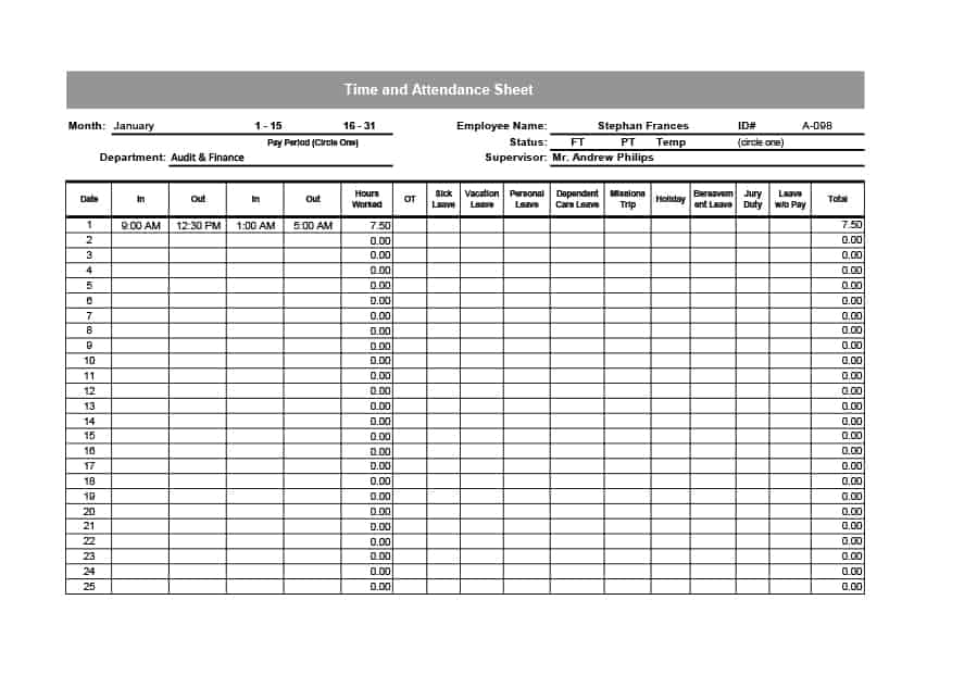 Word Attendance Tracker Example Word Attendance Tracker Example