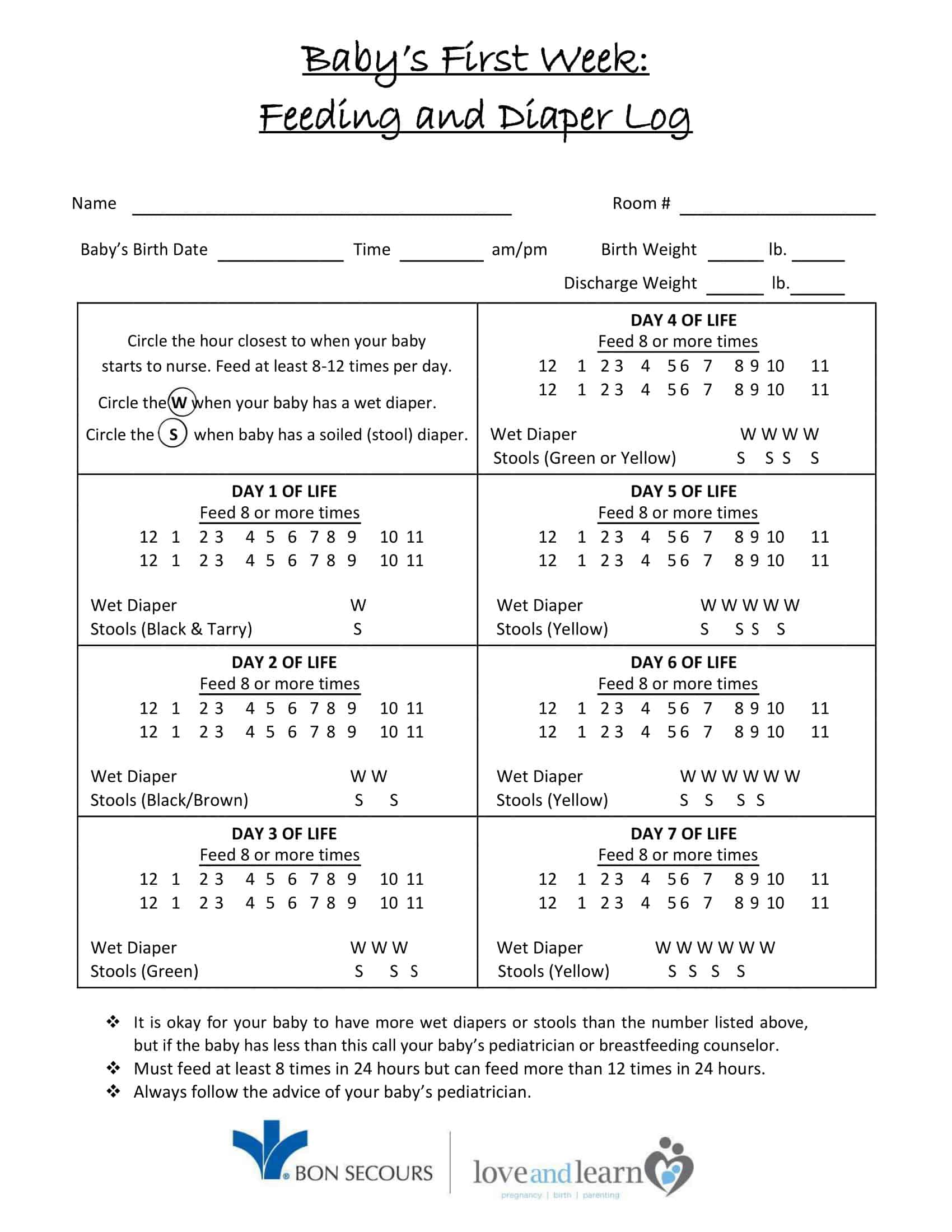 Word Baby Feeding Chart Sample Word Baby Feeding Chart Sample