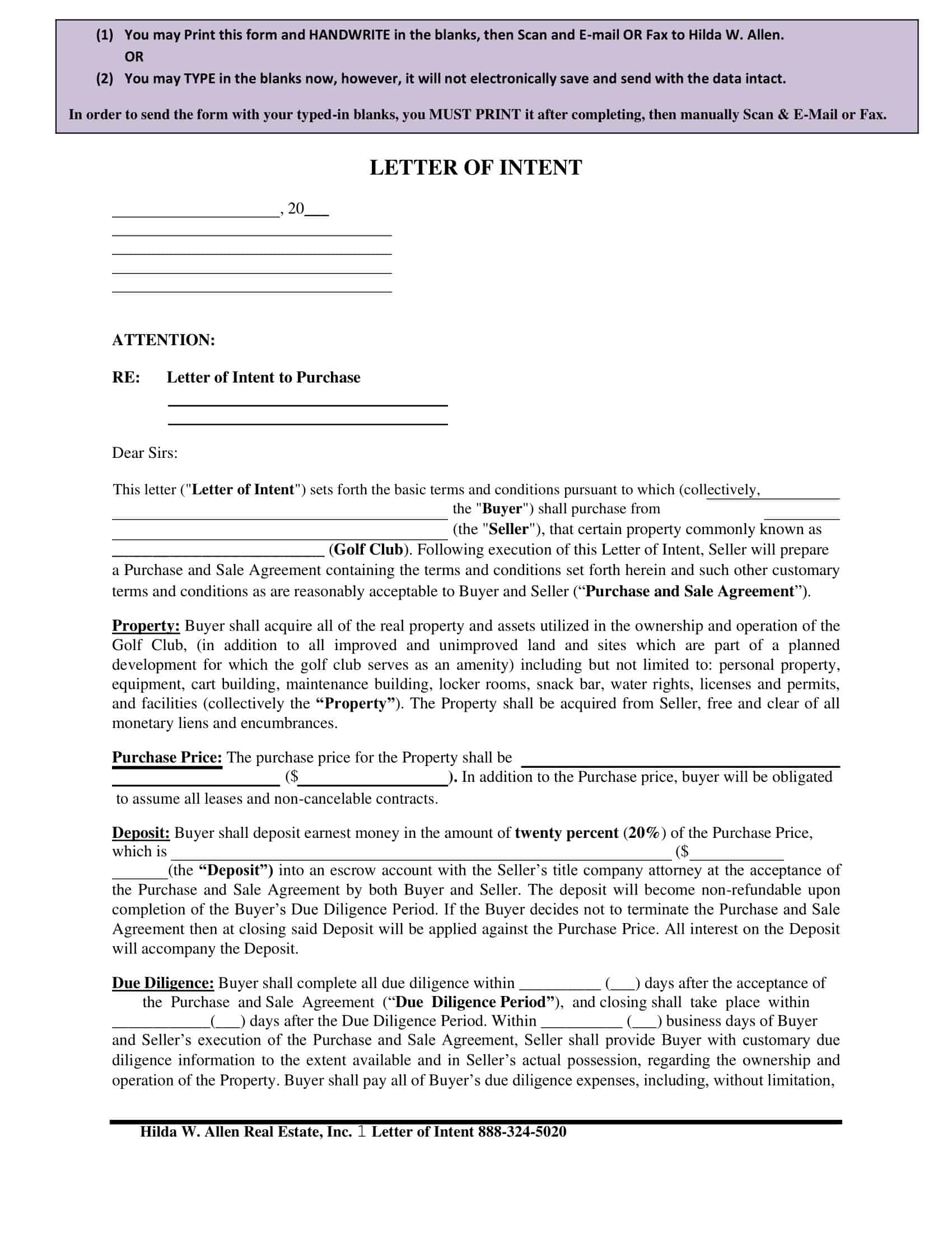 Word Download Letter of Intent to Purchase Word Download Letter of Intent to Purchase