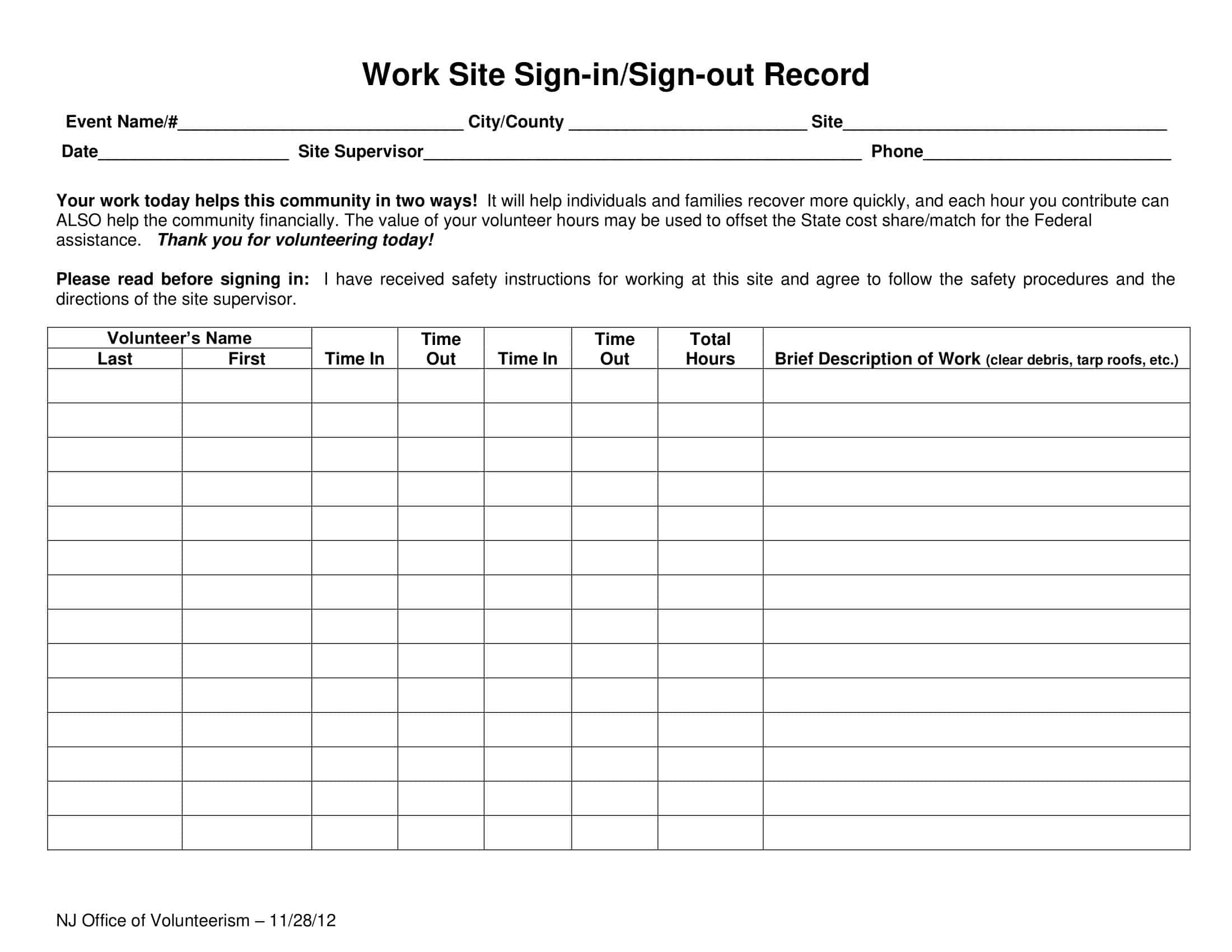 Free Printable Sign In And Out Sheet Templates [PDF, Word, Excel]