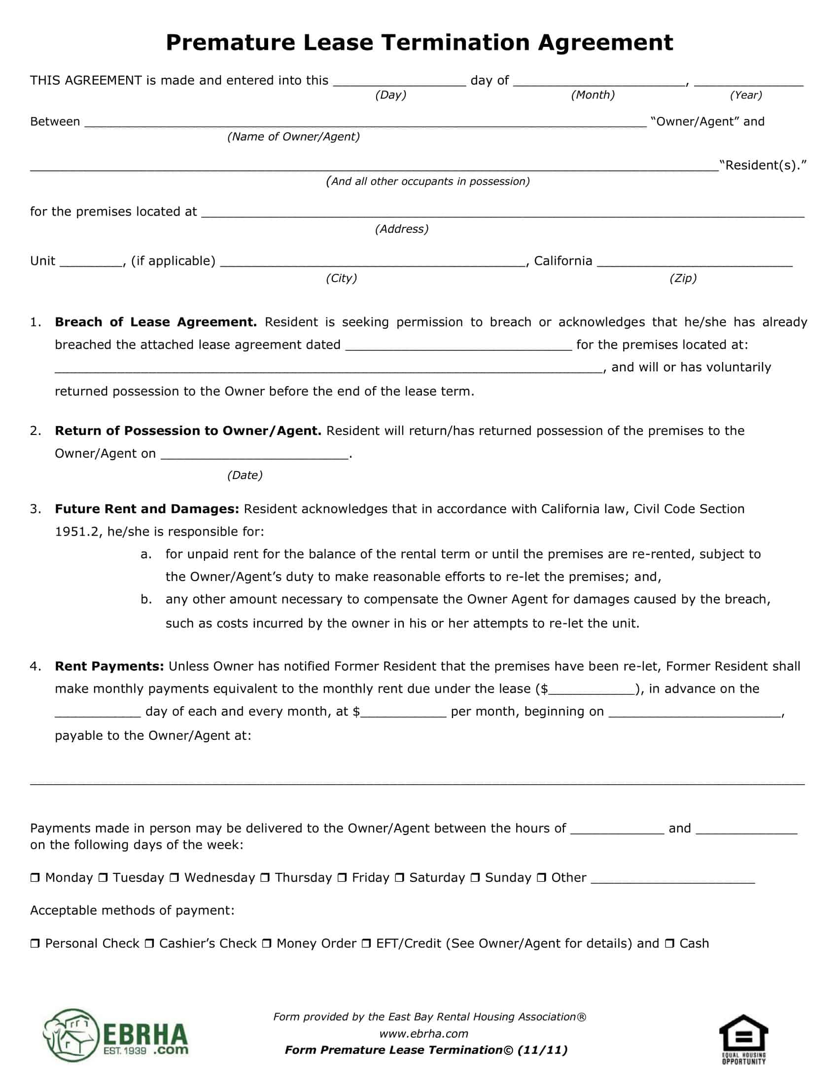 Word Example Early Lease Termination Letter Word Example Early Lease Termination Letter