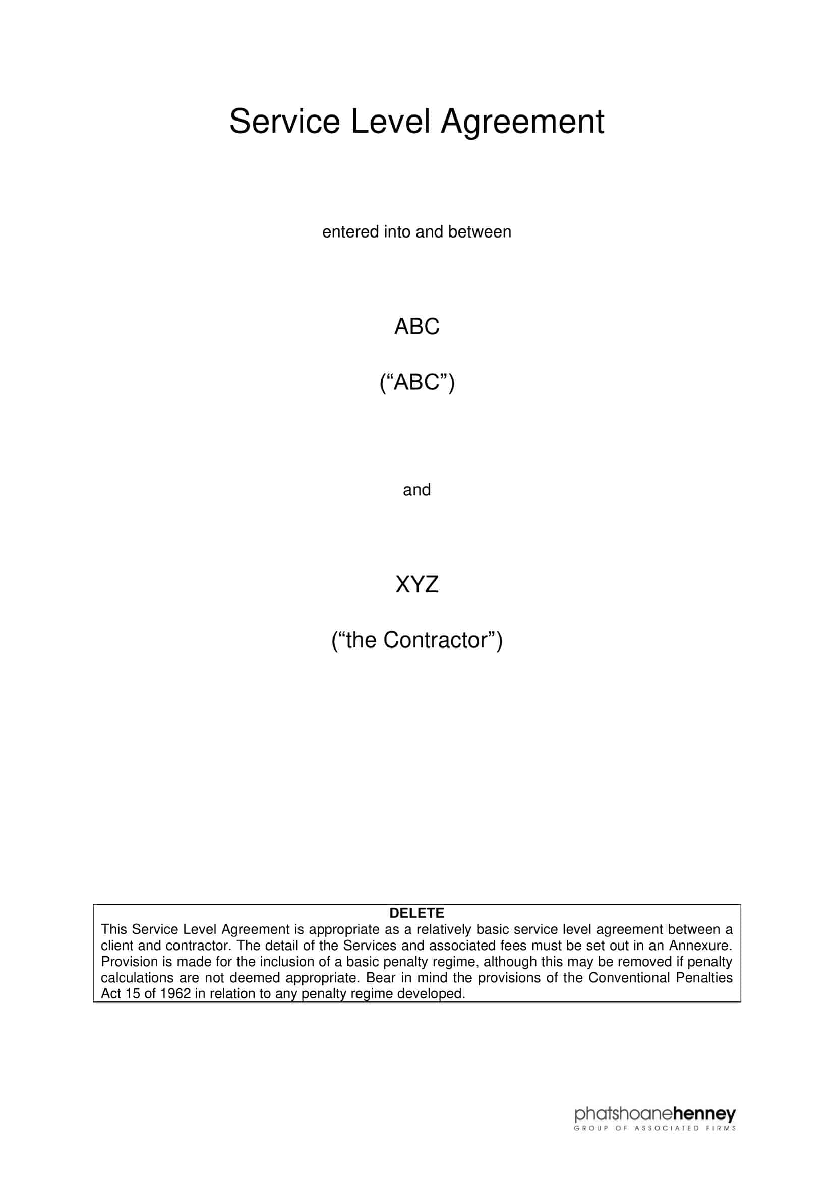 Word Example Service Level Agreement Word Example Service Level Agreement