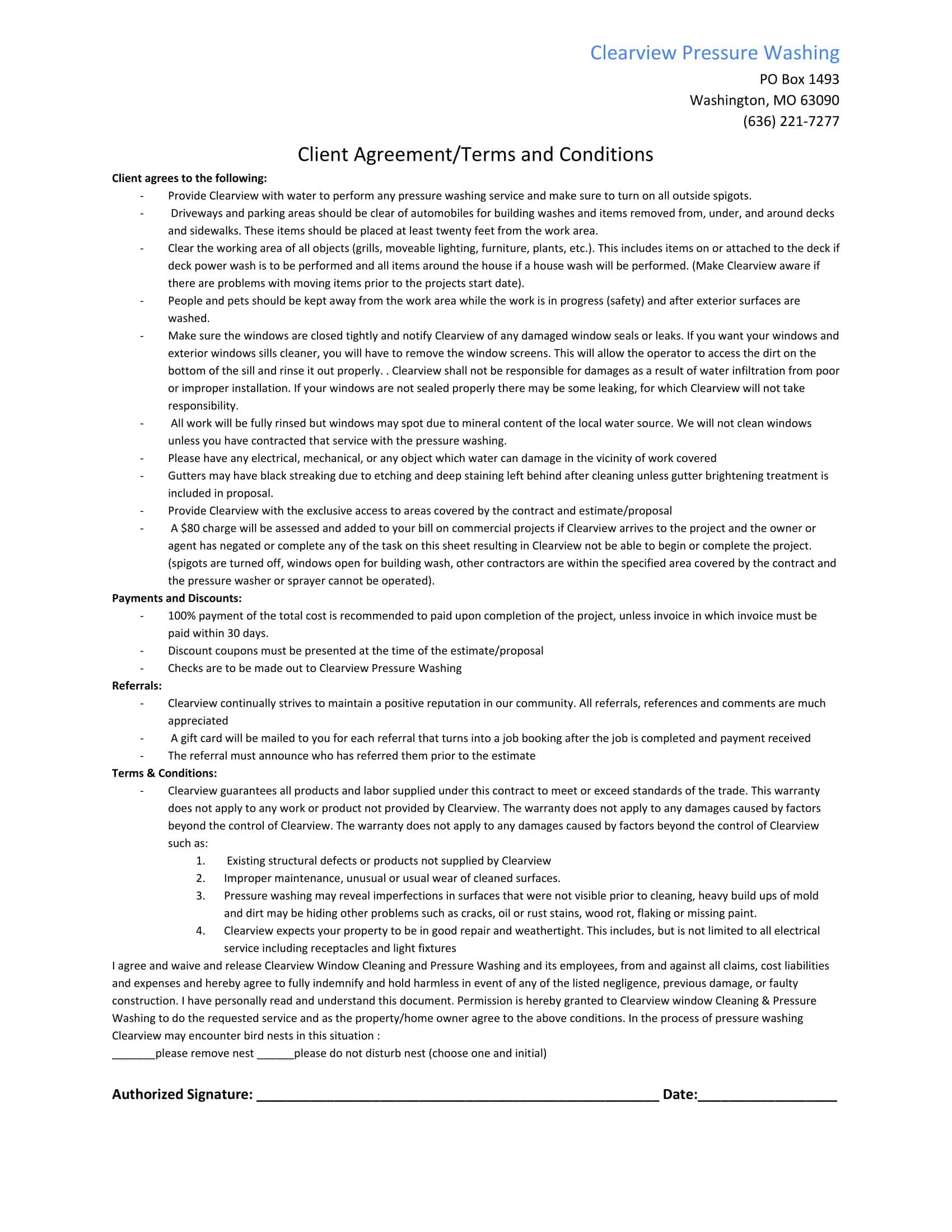 Free Printable Pressure Washing Contract Templates PDF Examples Free Printable Pressure Washing Contract Templates PDF Examples