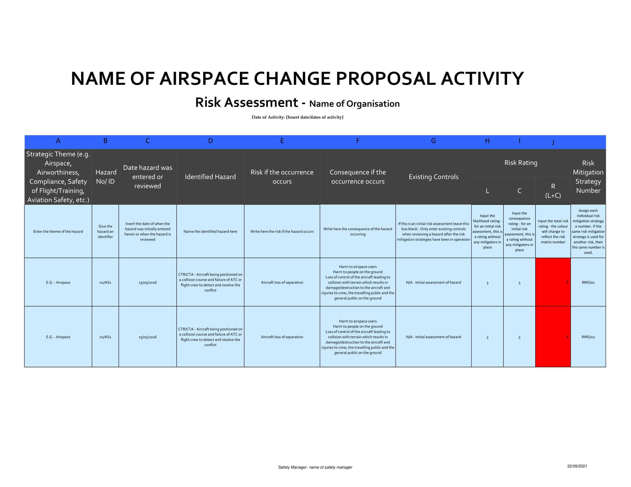 Word Template for Risk Assessment Word Template for Risk Assessment