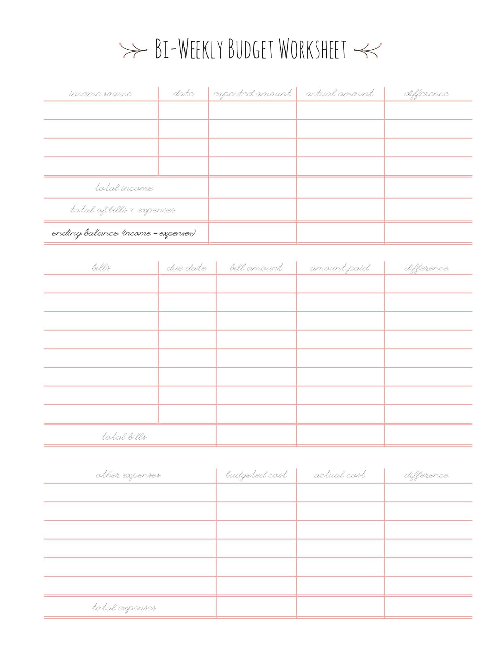 Free Printable Weekly Budget Templates [Google Sheets, Excel, PDF]