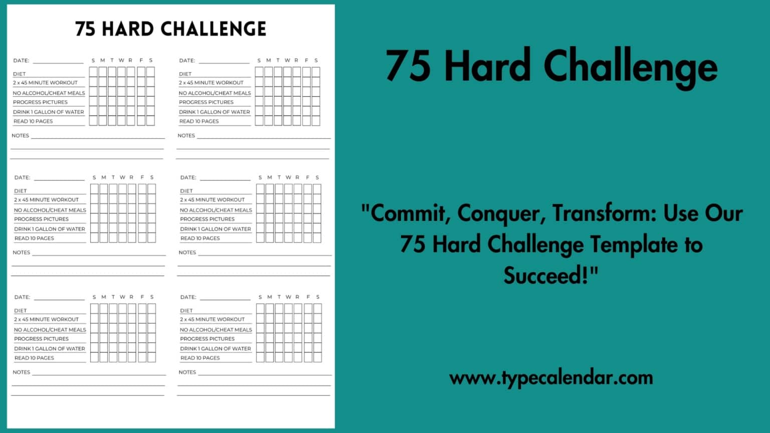 Free Printable 75 Hard Challenge Templates PDF Rules Checklist Free Printable 75 Hard Challenge Templates PDF Rules Checklist